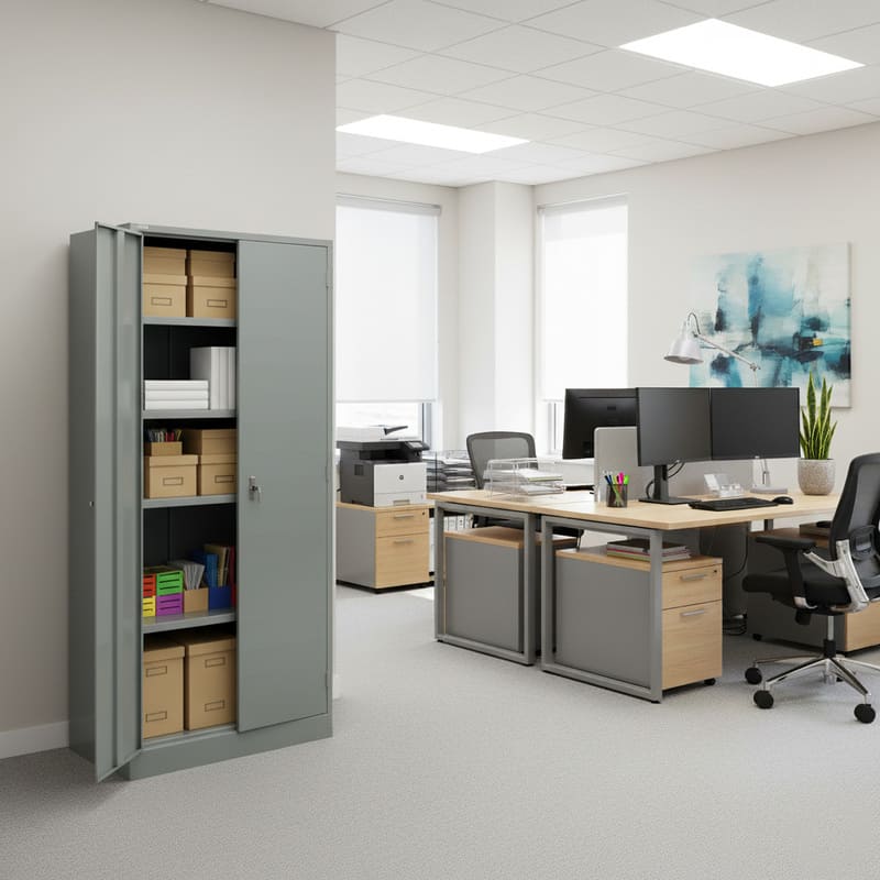 Armário com 4 prateleiras de aço para escritório