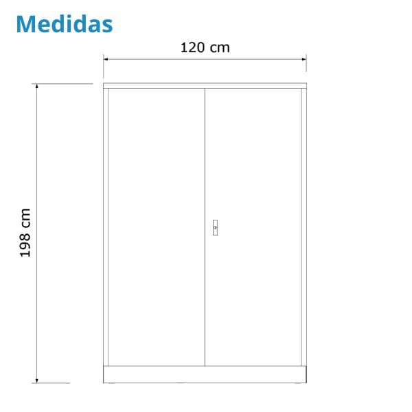 Medida armário de aço com 04 prateleiras portas correr 120cm - ADP 21C