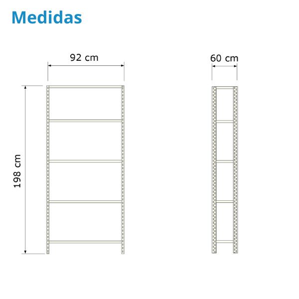 Medida estante 05 prateleiras de aço de 60 cm