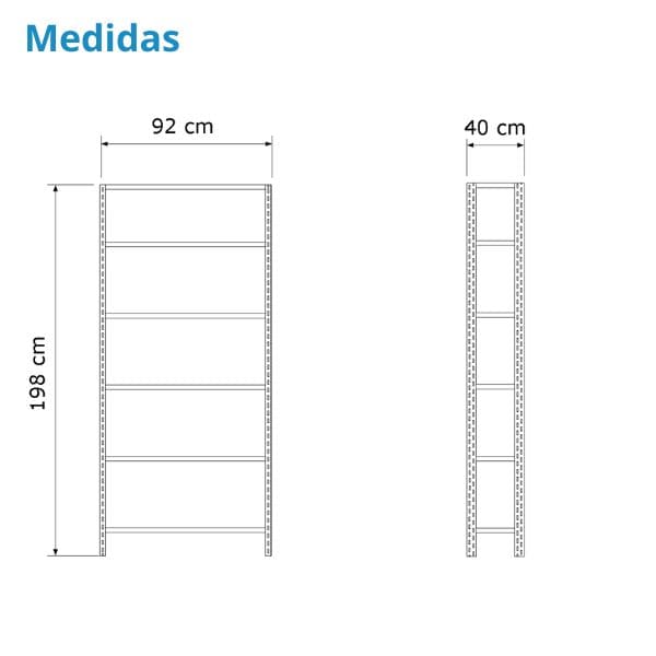 Medida estante 6 prateleiras de 40 cm