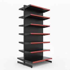 GÔNDOLA CENTRO - 2 METROS COM 7 PRAT. PRETA